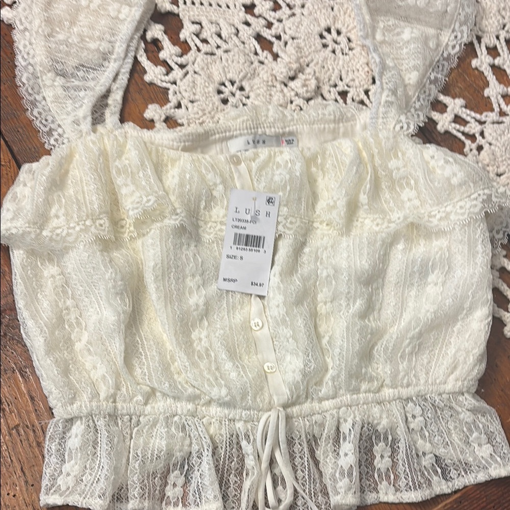 Lush Cream Smocked Ruffled Blouse - Picture 4 of 6